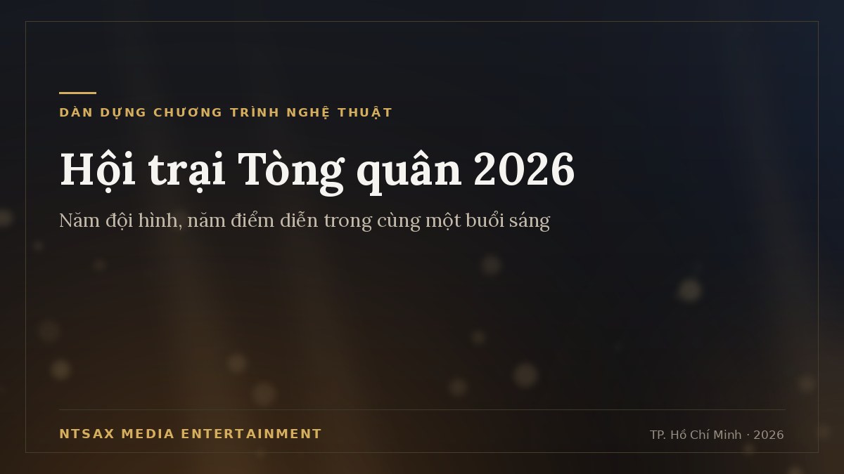 Ảnh bìa thiết kế cho bài viết về Hội trại Tòng quân TP. Hồ Chí Minh 2026