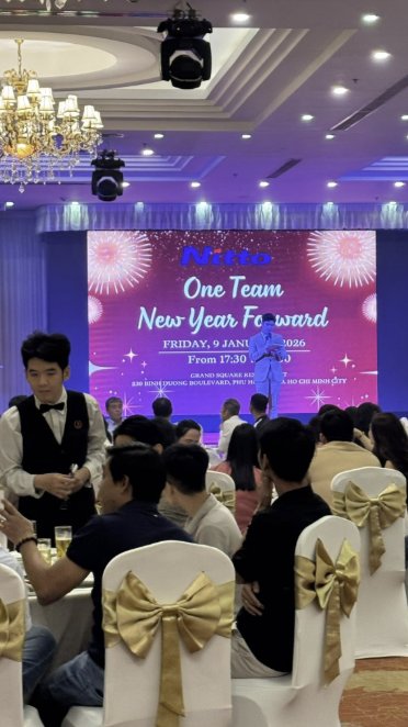 MC song ngữ dẫn chương trình Year End Party của công ty NITTO DENKO tại Grand Square Becamex